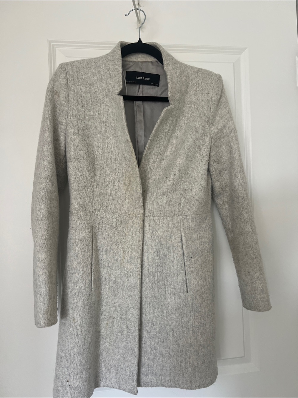 Zara Light Gray Tailored Wool-Blend Coat
